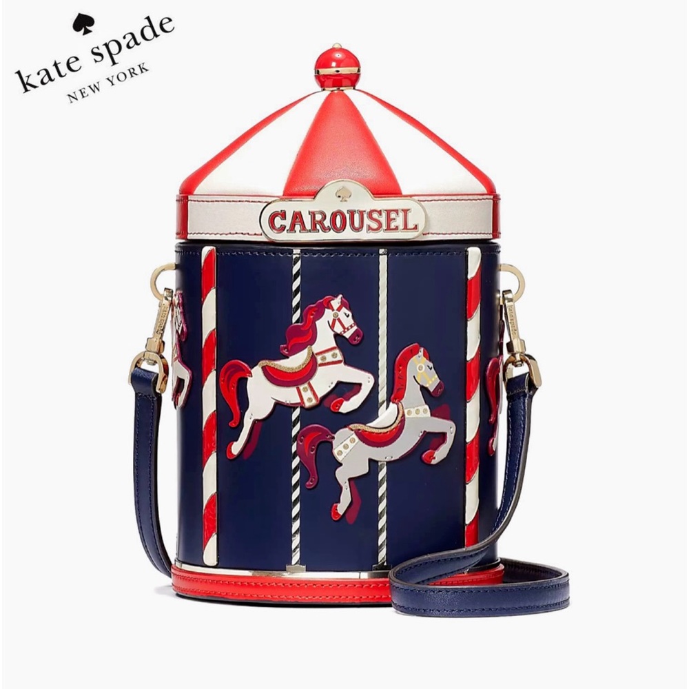 NWT KATE SPADE Winter‎ Wonders 3D Carousel Leather Crossbody Shoulder Bag
